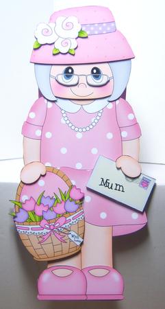 3D on the Shelf Card Kit - Gossip Galz Mum Freida's Flowers by Katie Silver