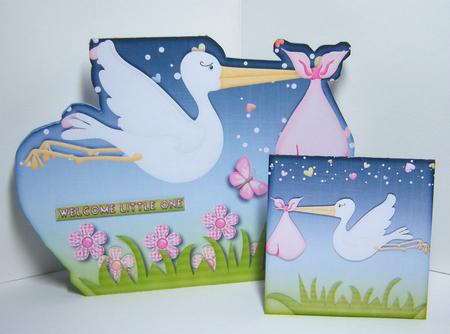 Stork Shaped Card Baby Girl 777 by Katie Silver