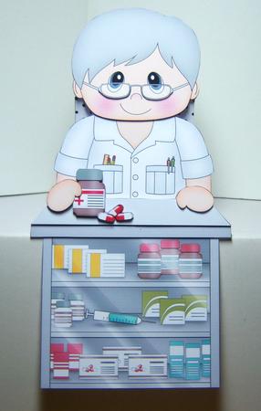 3D on the Shelf Card Kit - Older Man Pharmacist Geoffrey by Katie Silver