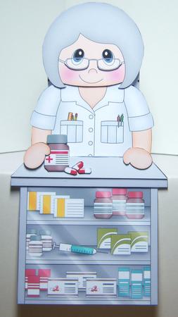 3D on the Shelf Card Kit - Older Lady Pharmacist Pauline by Katie Silver