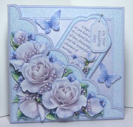 Square Scallop Pocket Silver Roses Wedding or Anniversary by Katie Silver