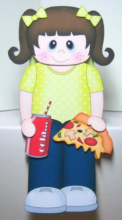 3D on the Shelf Card Kit - Take Away Pizza Night Girl Becki by Katie Silver