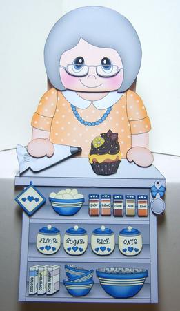 3D on the Shelf Card Kit - Cake Decorator Old Lady Janis by Katie Silver