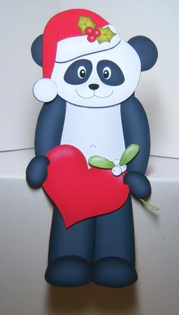 3D on the Shelf Card Kit - Little Christmas Panda Heart by Katie Silver