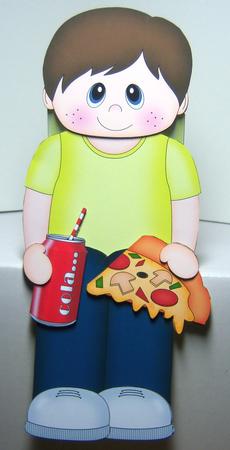 3D on the Shelf Card Kit - Take Away Pizza Night Boy Pedro by Katie Silver