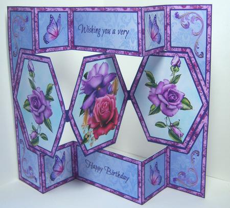 Heritage Roses Hexagon Shutter Card by Katie Silver