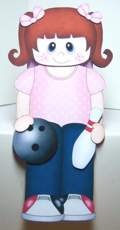 3D on the Shelf Card Kit - 10 Pin Bowling Girl Clarinda by Katie Silver