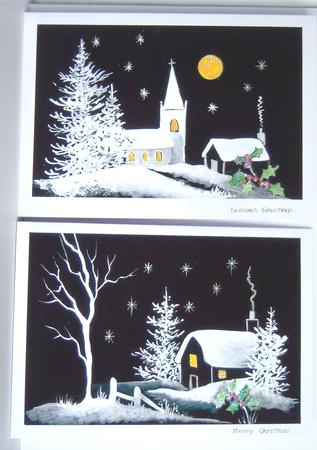 Black and White Christmas Scenes 1 Original Art by Katie Silver