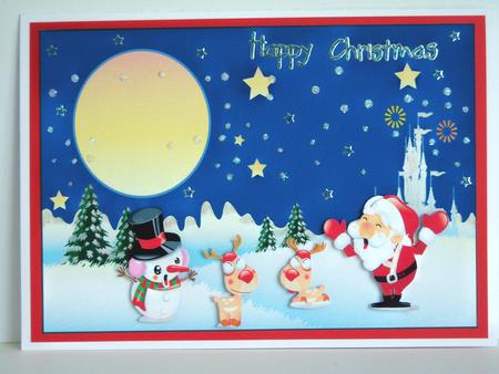 Cute Card Front Topper, Santa, Snowman & Raindeers by Katie Silver