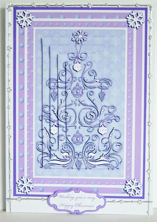 Lilac Contemporary Christmas Tree Card Front & Pyramid by Katie Silver