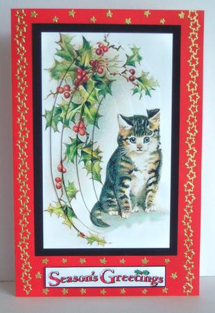 Christmas Holly Cat by Katie Silver