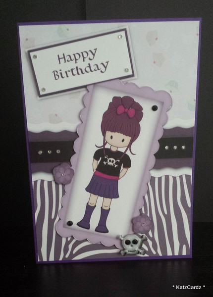Emo or Goth Girl Birthday Card in Pink and Purple Featured Gallery Photo