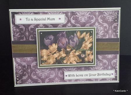 Purple & Yellow Flowers Quick Card by Katrina Mills