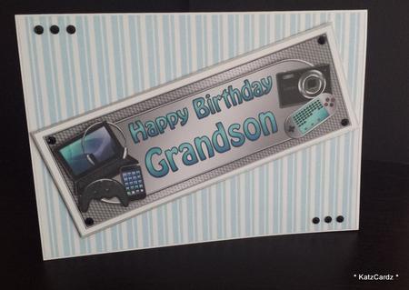 Large Dl Birthday Grandson Gadgets & Gizmos 3D Decoupage by Katrina Mills