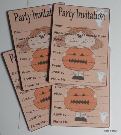 Pumpkin Maggie Halloween Party Invites by Katrina Mills
