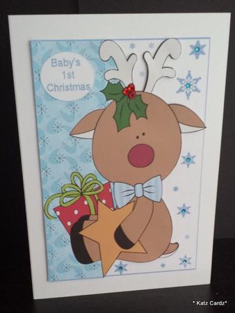 Baby 1st Christmas Cute Layer Reindeer by Katrina Mills