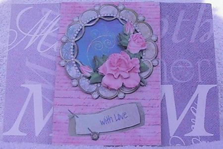 Roses and Pearls Mandala - Card Front with Decoupage by Katrina Oldham