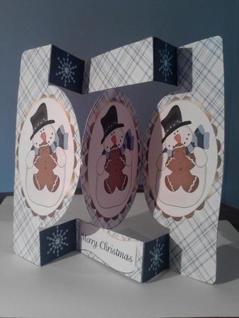 Snowman with Gingerbread Oval Pop Out by Katy campbell
