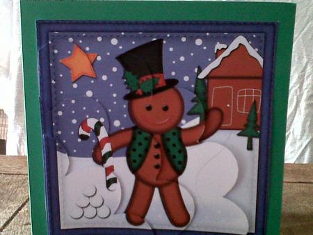 Xmas Gingerbread Man Shell Edged Corner Side Stacker by Katy campbell