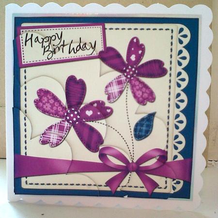 Birthday Flowers N Lace Shell Edged Corner Stacker by Katy campbell