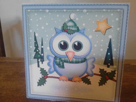 Xmas Little Hoot Quick Cut and Fold Card by Katy campbell