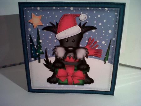 Xmas Hamish Scottie Dog Quick Cut and Fold Card by Katy campbell