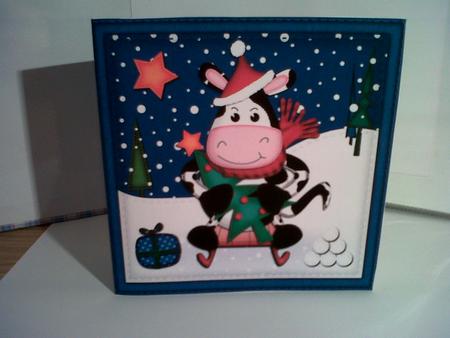 Xmas Milly Moo Cow Quick Cut and Fold Card by Katy campbell