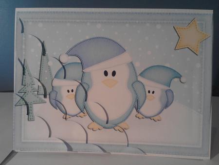 A5 Xmas Penguins Felties Scallop Corner Side Stacker by Katy campbell