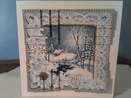Winter Walk Ice Poinsettias 5in Quad Corner Stacker by Katy campbell