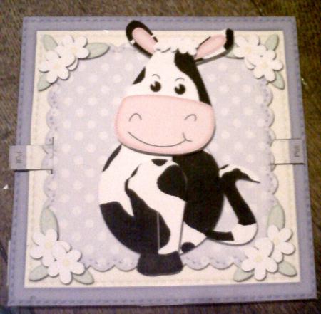 3D Milly Moo Cow Animated Moveable Wobble Head Card Kit by Katy campbell