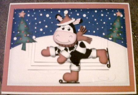 A5 Skating Milly Moo Cow Teddy Pyramage Topper by Katy campbell