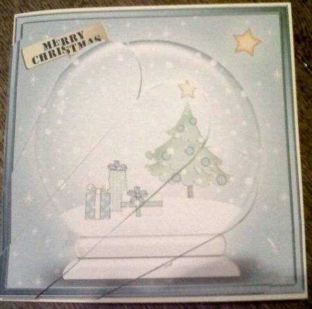 Xmas Tree Snowglobe Fan Pyramage Topper by Katy campbell