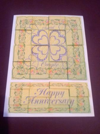 Silver Hearts Special Couple Anniversary Patchoupage Card by Katy campbell