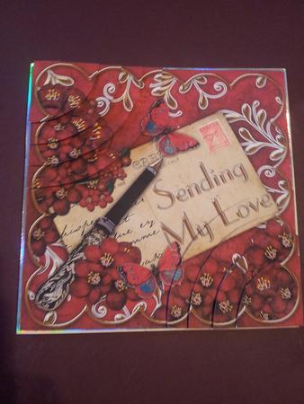 Red Blossom Sending My Love 6in Duo Corner Stacker by Katy campbell