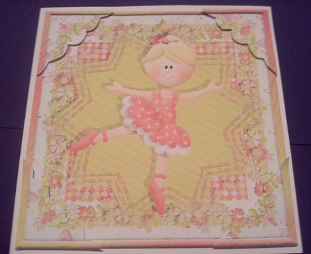 Twinkle Toes Ballerina 8x8 Card Front by Katy campbell