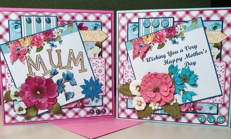 Vintage Floral Layered 7.5 inch card Front & Insert for Mothers Day & Birthday & More by Kay Porter
