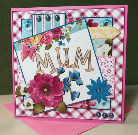 Vintage Floral Layered 7.5 inch card Front & Insert for Mothers Day & Birthday & More by Kay Porter