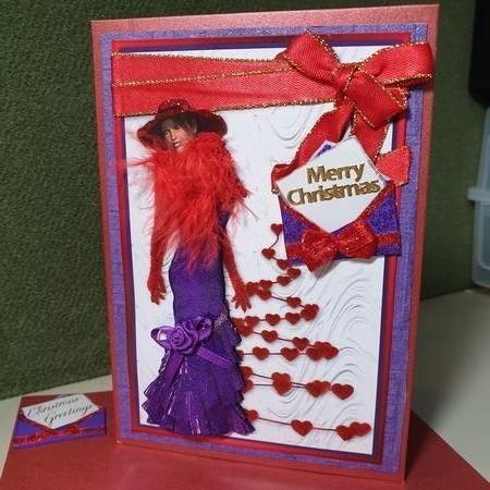 Red Hat Lady with Christmas Tree by Kay Porter
