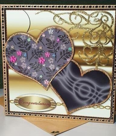 Two Hearts Valentine/ Anniversary/ Wedding Square Card 5 by Kay Porter
