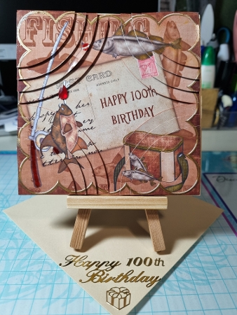 Vintage Tea Fishing 100th Birthday 8in Corner Stacker Kit by Kay Porter