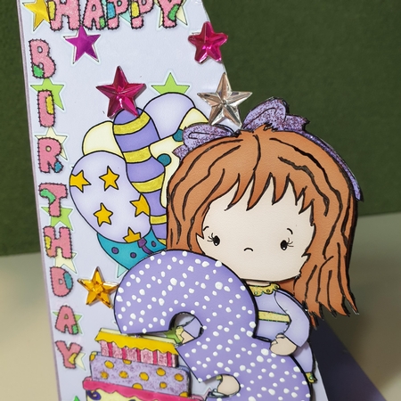 Girls 3rd Birthday Card Front and Decoupage by Kay Porter