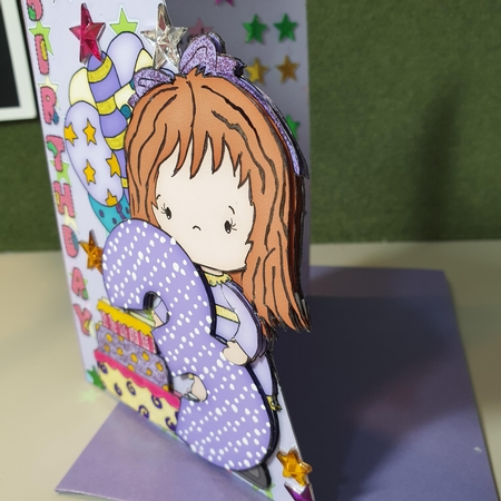 Girls 3rd Birthday Card Front and Decoupage by Kay Porter