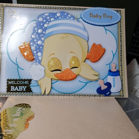 Baby Boy Duck asleep on the Clouds by Kay Porter
