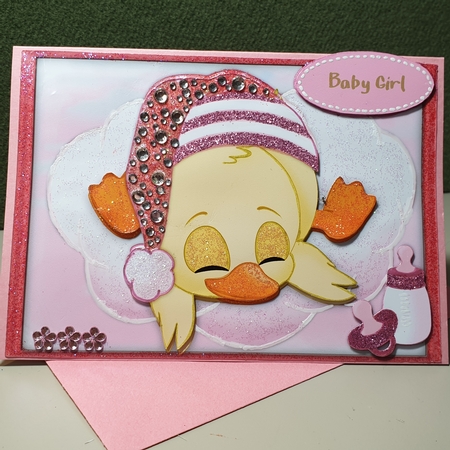 Baby Girl Duck Asleep on the cloud  by Kay Porter