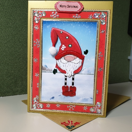 Gorgeous Santas Helper In Red Snowflake Frame by Kay Porter