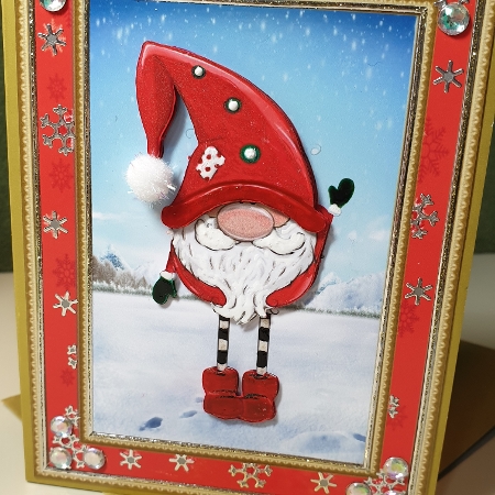 Gorgeous Santas Helper In Red Snowflake Frame by Kay Porter