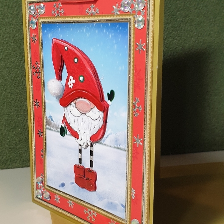 Gorgeous Santas Helper In Red Snowflake Frame by Kay Porter