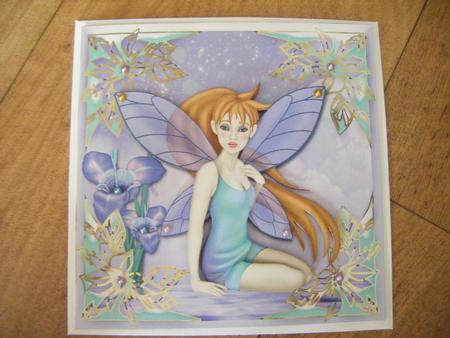 Beautiful Fairy in Lilac and Teal Square Card Front by Kayleigh Wallace