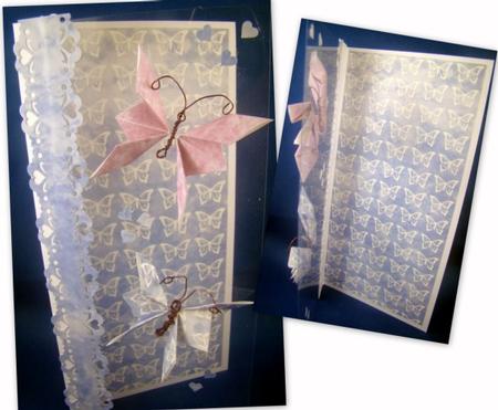 Blue Textured Paper with White Butterflies by Keeley Towler