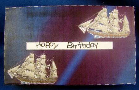 Dark Blue Pocket Tissue Box with Sailing Ship by Keeley Towler